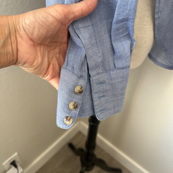 Free People That's A Wrap Button Up Shirt Rayon Polyester Hi-lo Style Blue S - Picture 10 of 13